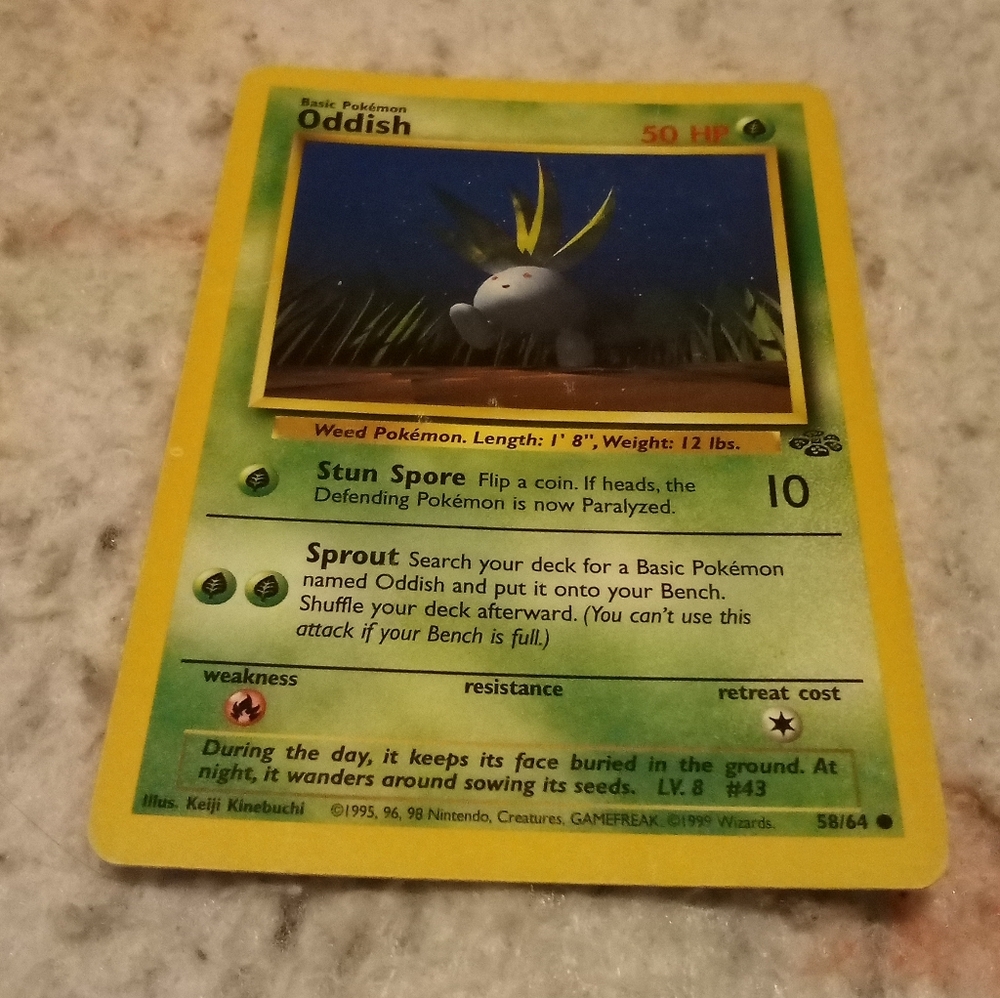 Vintage Pokemon Oddish Jungle Base Set 58/64 Non Holo WOTC